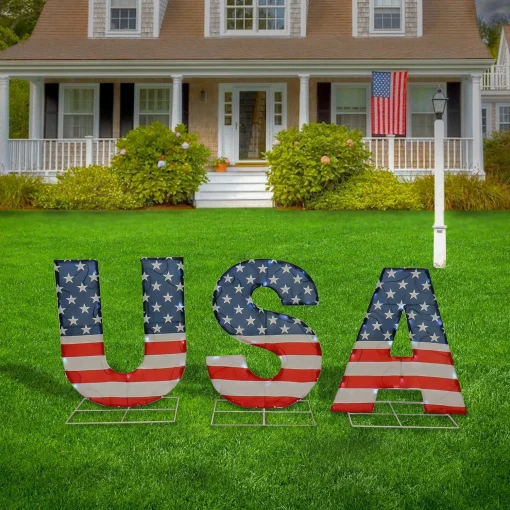 Flash Sale National Tree Company Patriotic "Usa" Outdoor Light Up Lawn Decor, 70 Cool White Led Lights, 18 Inch