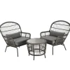 Fashion National Tree Company 3-Piece Gray All Weather Pe Wicker Furniture Set