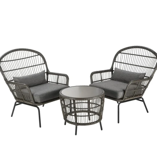 Fashion National Tree Company 3-Piece Gray All Weather Pe Wicker Furniture Set