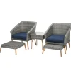 Clearance National Tree Company 5-Piece Gray All Weather Pe Wicker Furniture Set