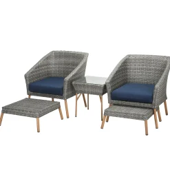 Clearance National Tree Company 5-Piece Gray All Weather Pe Wicker Furniture Set
