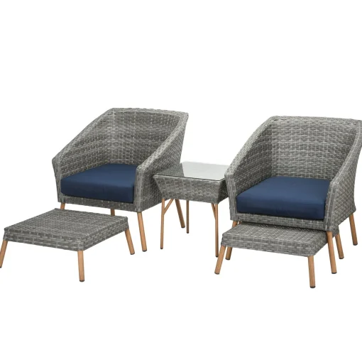 Clearance National Tree Company 5-Piece Gray All Weather Pe Wicker Furniture Set