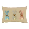 Fashion National Tree Company Plaid Bunnies Decorative Pillow, Beige, Easter Collection, 18 Inches