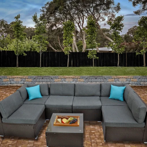 Fashion National Tree Company Pocola Collection 7-Piece All-Weather Sectional Set
