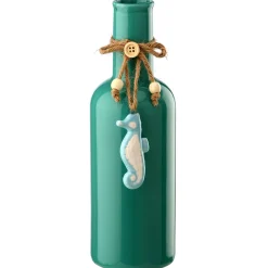 Flash Sale National Tree Company Porcelain Vase, Aqua Green, Decorated With Sea Horse, Spring Collection, 9 Inches