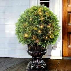 Store National Tree Company Pre-Lit 27" Artificial Upright Juniper Ball Topiary