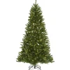 Pre-Lit Artificial Christmas Tree, Peyton Spruce, Green, White Lights, Includes Stand, 6.5 Feet^National Tree Company Best