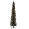 New National Tree Company Pre-Lit Artificial Christmas Tree, Black Tinsel, White Lights, Includes Stand, 7 Feet