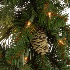 Discount National Tree Company Pre-Lit Artificial Christmas Wreath, Green, Carolina Pine, White Lights, Decorated With Pine Cones, Christmas Collection, 24 Inches