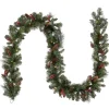 Online National Tree Company Pre-Lit Artificial Christmas Garland, Green, Crestwood Spruce, White Lights, Decorated With Pine Cones, Berry Clusters, Plug In, Christmas Collection, 9 Feet