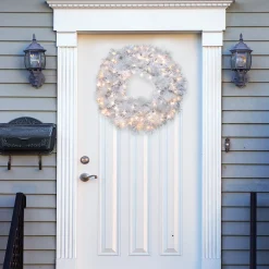 Best Sale National Tree Company Pre-Lit Artificial Christmas Wreath, White, Wispy Willow, White Lights, Christmas Collection, 30 Inches