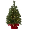 New National Tree Company Pre-Lit Artificial Christmas Tree, Green, Majestic Fir, White Led Lights, Includes Cloth Bag Base, Battery Operated, 24 Inches