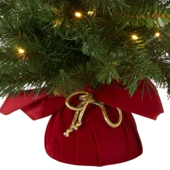 New National Tree Company Pre-Lit Artificial Christmas Tree, Green, Majestic Fir, White Led Lights, Includes Cloth Bag Base, Battery Operated, 24 Inches