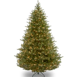 Pre-Lit Artificial Christmas Tree, Noble Fir, Green, White Lights, Includes Stand, 7.5 Feet^National Tree Company Cheap