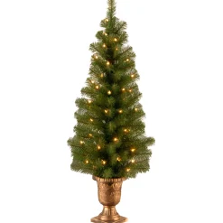 Pre-Lit Artificial Christmas Entrance Tree, Montclair Spruce With Clear Lights, Plug In, 4 Ft^National Tree Company Discount