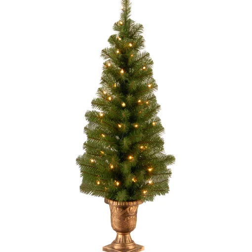 Pre-Lit Artificial Christmas Entrance Tree, Montclair Spruce With Clear Lights, Plug In, 4 Ft^National Tree Company Discount