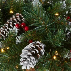 Shop National Tree Company Pre-Lit Artificial Christmas Hanging Basket, Frosted Berry, Decorated With Frosted Pine Cones, Berry Clusters, White Led Lights, Christmas Collection, 20 Inches