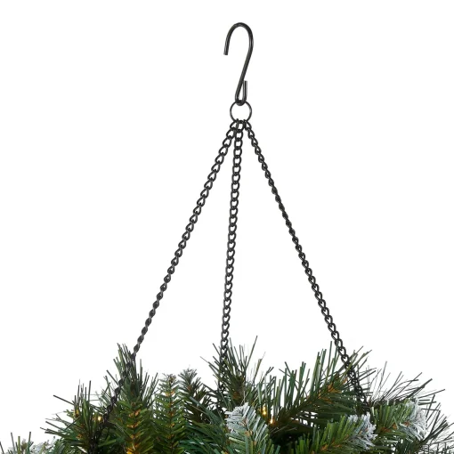 Shop National Tree Company Pre-Lit Artificial Christmas Hanging Basket, Frosted Berry, Decorated With Frosted Pine Cones, Berry Clusters, White Led Lights, Christmas Collection, 20 Inches