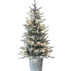 Pre-Lit Artificial Christmas Entrance Tree, Snowy Alpine Fir, With Warm White Led Lights, Plug In, 4.5 Ft^National Tree Company Discount