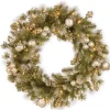 Hot National Tree Company Pre-Lit Artificial Christmas Wreath, Green, Glittery Pomegranate Pine, White Lights, Decorated With Pomegranates, Berry Clusters, Christmas Collection, 30 Inches