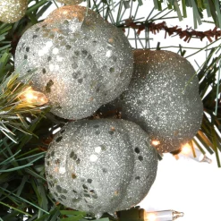 Hot National Tree Company Pre-Lit Artificial Christmas Wreath, Green, Glittery Pomegranate Pine, White Lights, Decorated With Pomegranates, Berry Clusters, Christmas Collection, 30 Inches