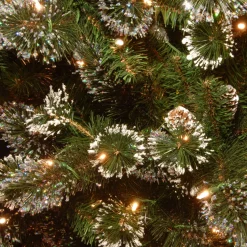 Store National Tree Company Pre-Lit Artificial Christmas Garland, Green, Glittery Pine, White Lights, Decorated With Pine Cones, Snow Flakes, Frosted Branches, Plug In, Christmas Collection, 9 Feet