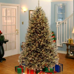 Pre-Lit Artificial Christmas Tree, Rocky Ridge Pine, Green, White Lights, Includes Stand, 6.5 Feet^National Tree Company Online