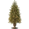 Discount National Tree Company Pre-Lit Artificial Christmas Entrance Tree, Green, Jersey Fraser Fir, 'Feel Real', White Led Lights, Includes Pot Base, 4 Feet