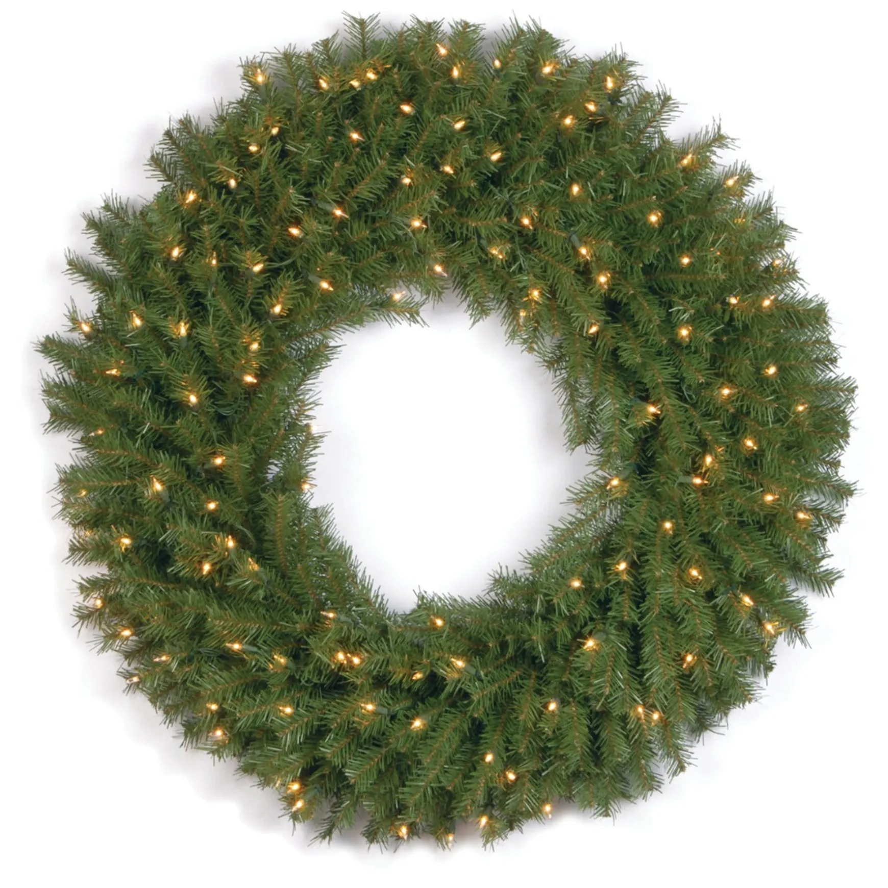 Best Sale National Tree Company Pre-Lit Artificial Christmas Wreath, Green, Norwood Fir, White Lights, Christmas Collection, 36 Inches