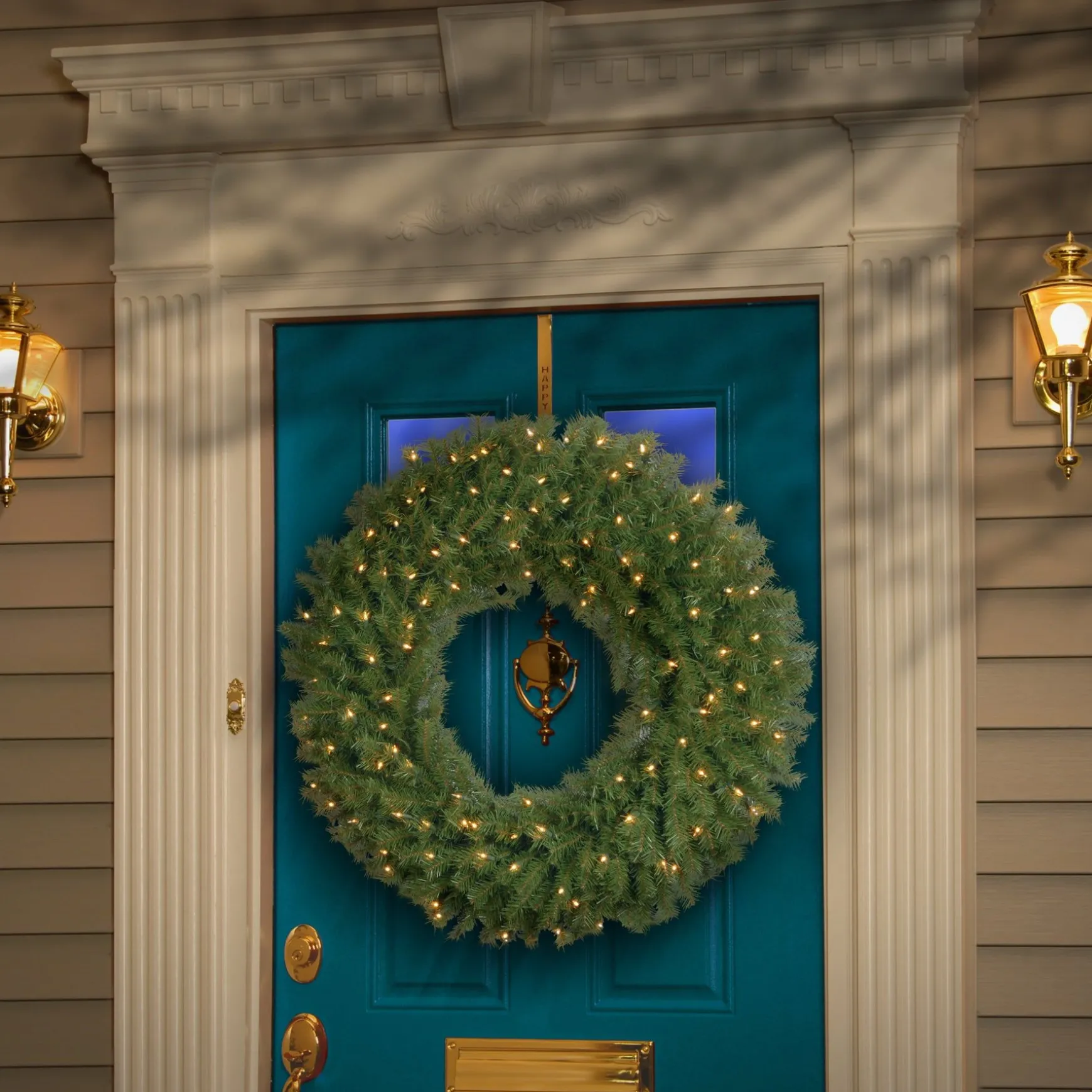 Best Sale National Tree Company Pre-Lit Artificial Christmas Wreath, Green, Norwood Fir, White Lights, Christmas Collection, 36 Inches