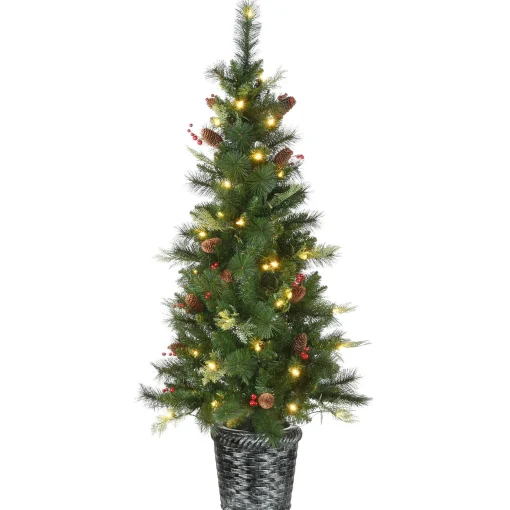 Best National Tree Company Pre-Lit Artificial Christmas Entrance Tree, Buzzard Pine, With Warm White Led Lights, Plug In, 5 Ft