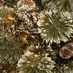 Online National Tree Company Pre-Lit Artificial Christmas Star Wreath, Green, Glittery Bristle Pine, White Lights, Decorated With Pine Cones, Frosted Branches, Christmas Collection, 32 Inches