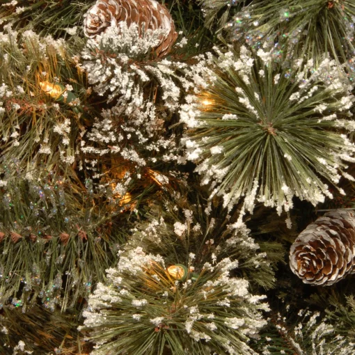 Online National Tree Company Pre-Lit Artificial Christmas Star Wreath, Green, Glittery Bristle Pine, White Lights, Decorated With Pine Cones, Frosted Branches, Christmas Collection, 32 Inches
