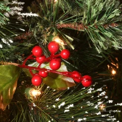 Fashion National Tree Company Pre-Lit Artificial Christmas Wreath, Green, Crestwood Spruce, White Lights, Decorated With Pine Cones, Berry Clusters, Frosted Branches, Christmas Collection, 24 Inches