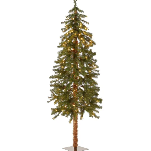 Hot National Tree Company Pre-Lit Artificial Christmas Tree, Hickory Cedar, Green, White Lights, Includes Stand, 5 Feet