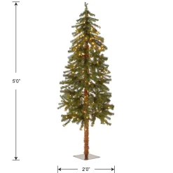Hot National Tree Company Pre-Lit Artificial Christmas Tree, Hickory Cedar, Green, White Lights, Includes Stand, 5 Feet