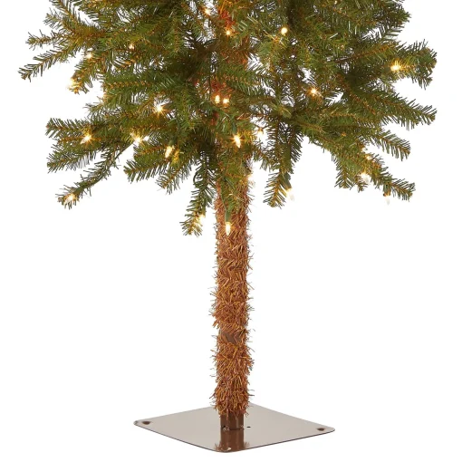 Hot National Tree Company Pre-Lit Artificial Christmas Tree, Hickory Cedar, Green, White Lights, Includes Stand, 5 Feet