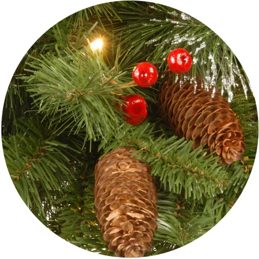 Sale National Tree Company Pre-Lit Artificial Christmas Wreath, Green, Crestwood Spruce, White Lights, Plug-In, Decorated With Pine Cones, Berry Clusters, Christmas Collection, 24 Inches