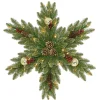 Shop National Tree Company Pre-Lit Artificial Christmas Hanging Snowflake, Green, Dunhill Fir, Decorated With Pine Cones, Berry Clusters, Frosted Branches, Christmas Collection, 32 Inches