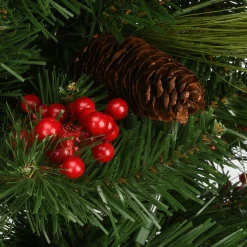 Hot National Tree Company Pre-Lit Artificial Christmas Tree, Ornament, Green, White Lights, Decorated With Berry Clusters, Includes Pot Base, 4 Feet