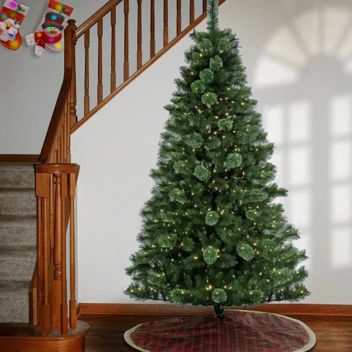 Sale National Tree Company Pre-Lit Artificial Christmas Tree, Ontaria Pine, With Warm White Led Lights, Plug In, 7.5 Ft