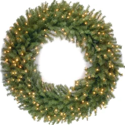 Outlet National Tree Company Pre-Lit Artificial Christmas Wreath, Green, Norwood Fir, White Lights, Christmas Collection, 48 Inches