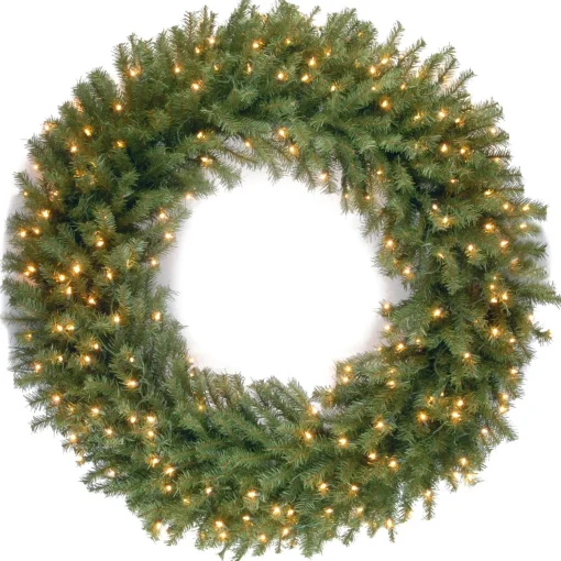 Outlet National Tree Company Pre-Lit Artificial Christmas Wreath, Green, Norwood Fir, White Lights, Christmas Collection, 48 Inches