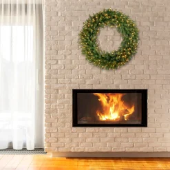 Outlet National Tree Company Pre-Lit Artificial Christmas Wreath, Green, Norwood Fir, White Lights, Christmas Collection, 48 Inches
