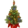 Online National Tree Company Pre-Lit Artificial Christmas Tree, Green, Majestic Fir, Multicolor Led Lights, Includes Cloth Bag Base, Battery Operated, 24 Inches