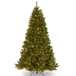 Outlet National Tree Company Pre-Lit Artificial Christmas Tree, Green, North Valley Spruce, Clear Lights, Includes Stand, 7 Feet
