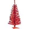 Fashion National Tree Company Pre-Lit Artificial Christmas Tree, Red Tinsel, White Lights, Includes Stand, 4 Feet