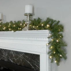 Clearance National Tree Company Pre-Lit Artificial Christmas Garland, Green, Norwood Fir, White Lights, Plug In, Christmas Collection, 9 Feet