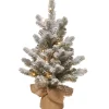 Clearance National Tree Company Pre-Lit Artificial Christmas Tree, Green, Snowy Sheffield Spruce, White Led Lights, Includes Cloth Bag Base, Battery Operated, 24 Inches