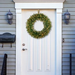 Online National Tree Company Pre-Lit Artificial Christmas Wreath, Green, Norwood Fir, White Lights, Christmas Collection, 42 Inches